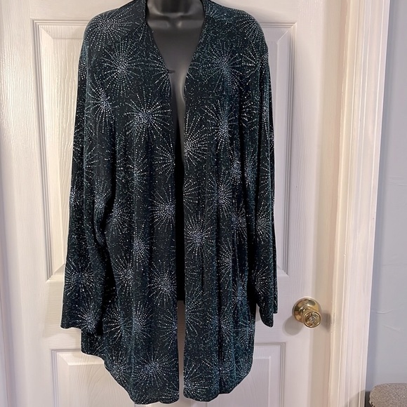 Onyx Nite by Wendye Chaitin shimmering blue sequined top, size 5X. NWT. - Picture 7 of 10